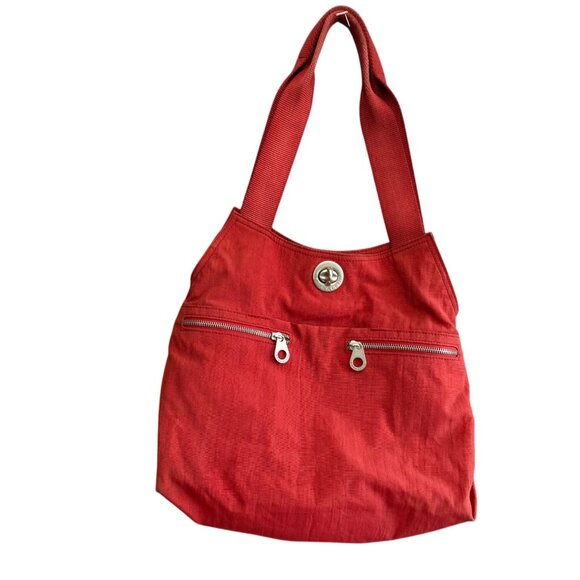 Baggallini Dual Zipper Utility Pockets Hobo Shoulder Bag Women's Red Orange - Picture 1 of 7